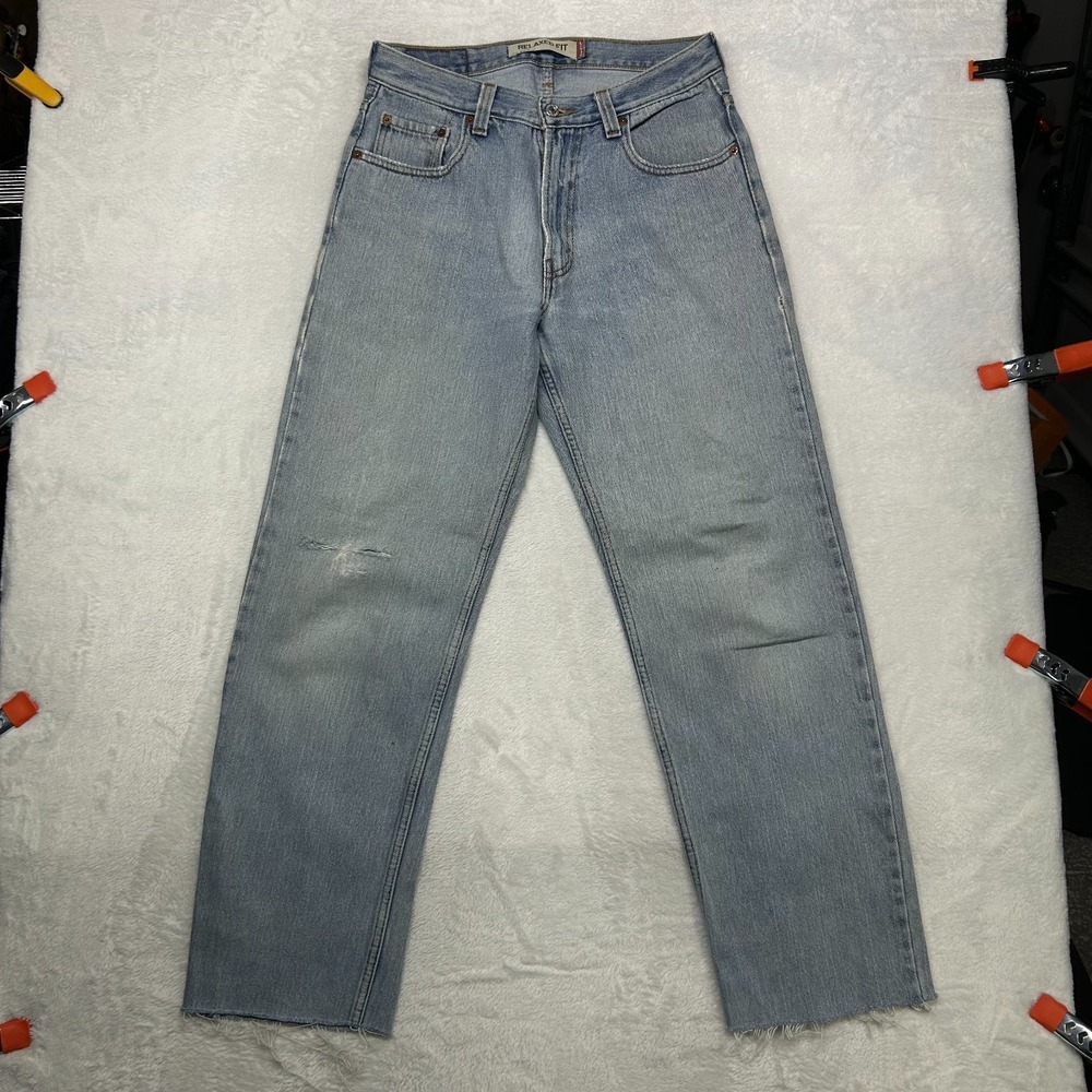 Levi's 550 Relaxed Fit‎ Jeans Blue Denim Distressed Frayed Hem Zip Fly - 30X31